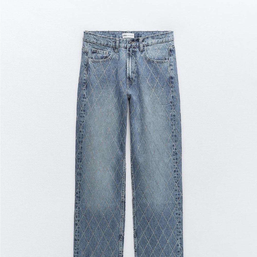 Zara Blue Diamond Pattern Jeans